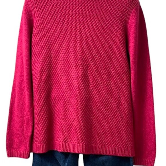 Talbots Raspberry Waffle Knit Crewneck Pullover Sweater Large - Picture 6 of 8